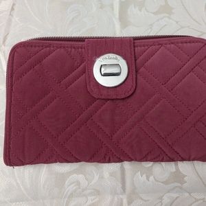 Vera Bradley RFID turnlock wallet, maroon, 8 x 5 inches